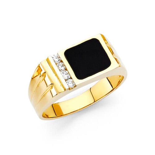 14K Yellow Gold Onyx Men's Ring