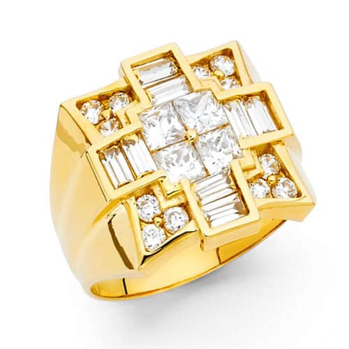 14K Yellow Gold Cubic Zirconia Men's Ring