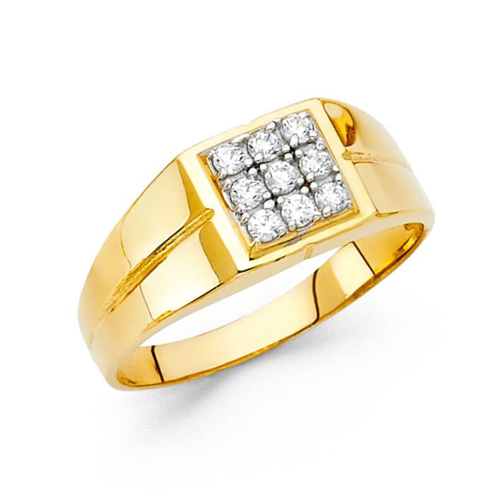 14K Yellow Gold Cubic Zirconia Men's Ring