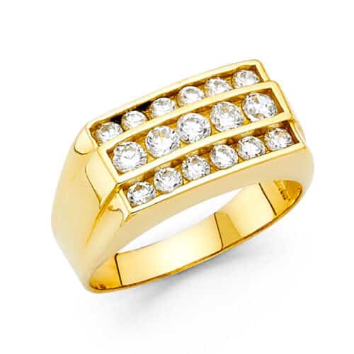 14K Yellow Gold Cubic Zirconia Men's Ring