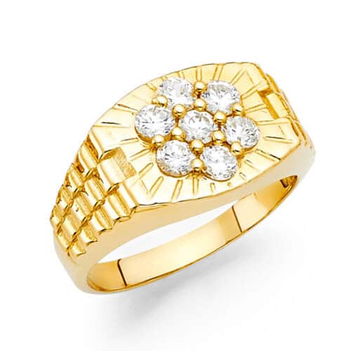 14K Yellow Gold Cubic Zirconia Men's Ring