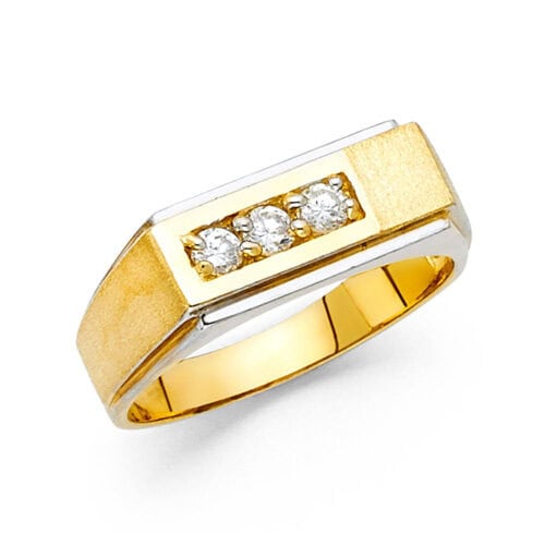 14K Yellow Gold Cubic Zirconia Men's Ring