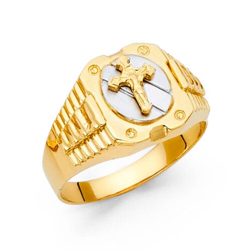 14K Two Tone Gold Men's Ring
