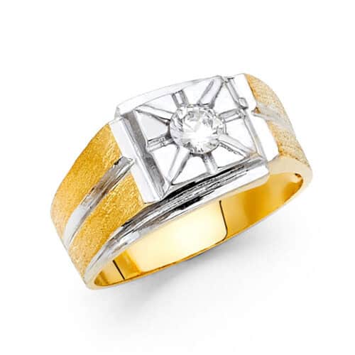 14K Two Tone Gold Cubic Zirconia Men's Ring