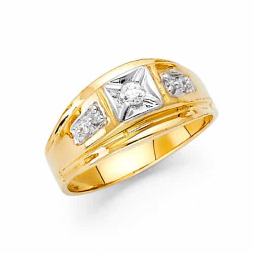 14K Yellow Gold Cubic Zirconia Men's Ring