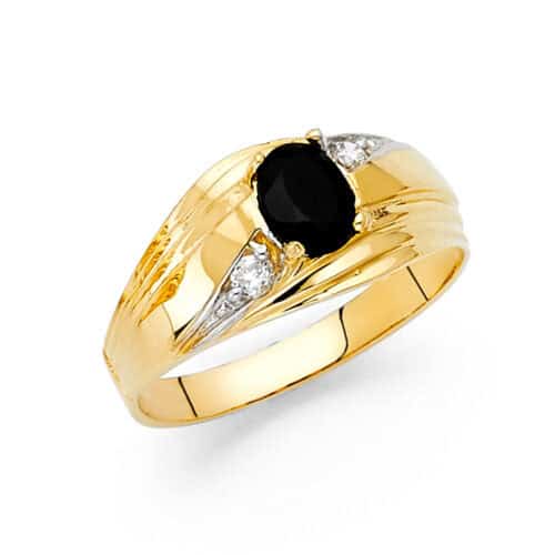 14K Yellow Gold Cubic Zirconia Men's Ring
