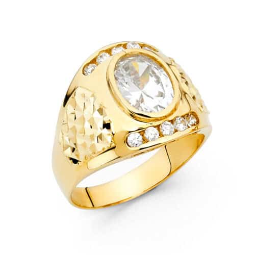 14K Yellow Gold Cubic Zirconia Men's Ring