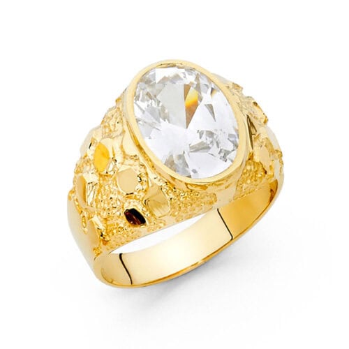 14K Yellow Gold Cubic Zirconia Men's Ring