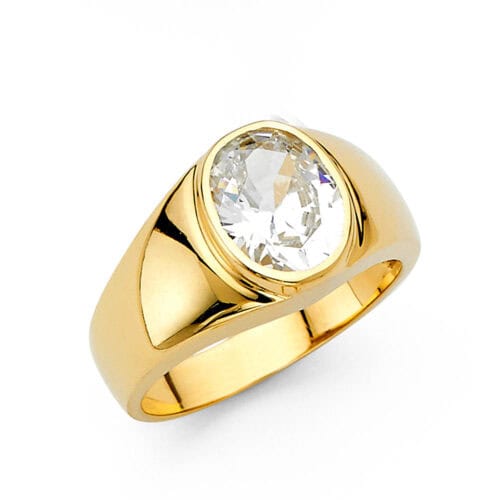 14K Yellow Gold Cubic Zirconia Men's Ring
