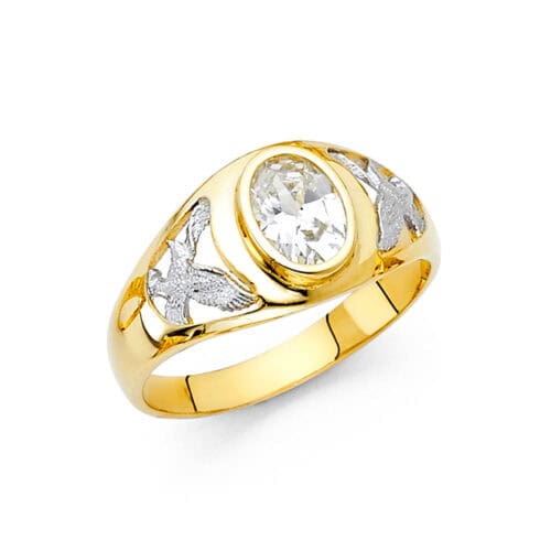 14K Two Tone Gold Cubic Zirconia Men's Ring