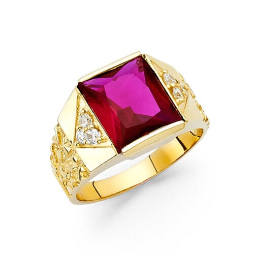 14K Yellow Gold Cubic Ziconia Men's Ring