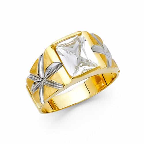 14K Yellow Gold Cubic Zirconia Men's Ring
