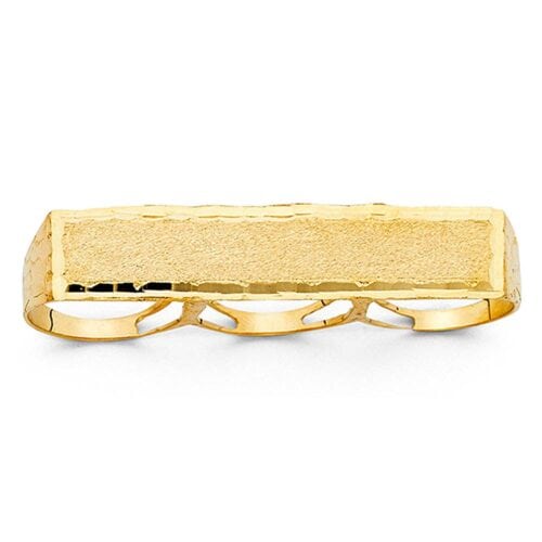 14K Yellow Gold 3 Finger Men's Ring