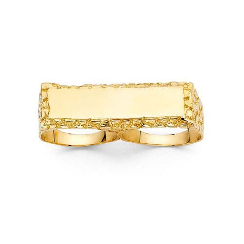 14K Yellow Gold 2 Finger Men's Ring