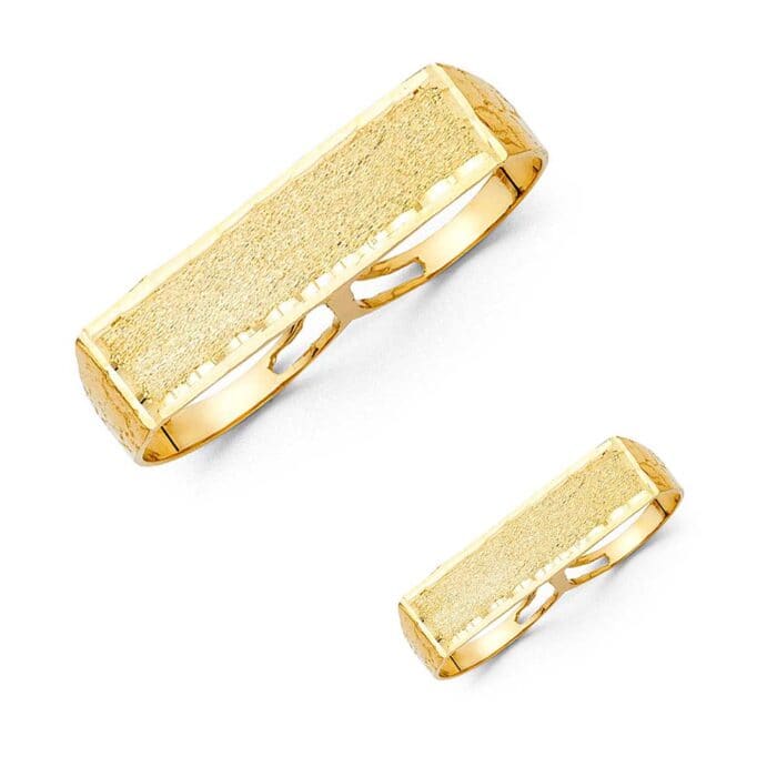 14K Yellow Gold 2 Finger Men's Ring - Image 2