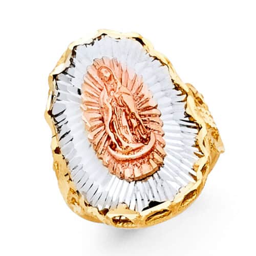 14K Tri Color Gold Our Lady of Guadalupe Ring