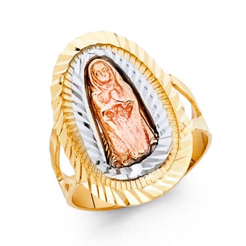 14K Tri Color Gold Our Lady of Guadalupe Ring