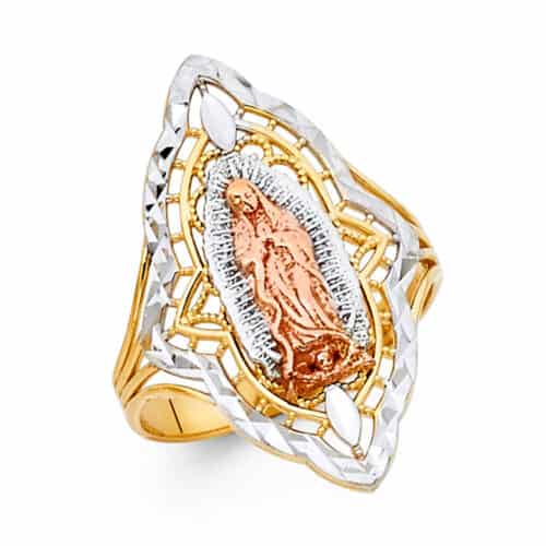14K Tri Color Gold Our Lady of Guadalupe Ring