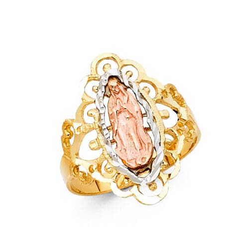 14K Tri Color Gold Our Lady of Guadalupe Ring