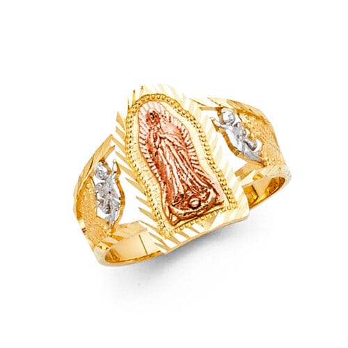 14K Tri Color Gold Our Lady of Guadalupe Ring