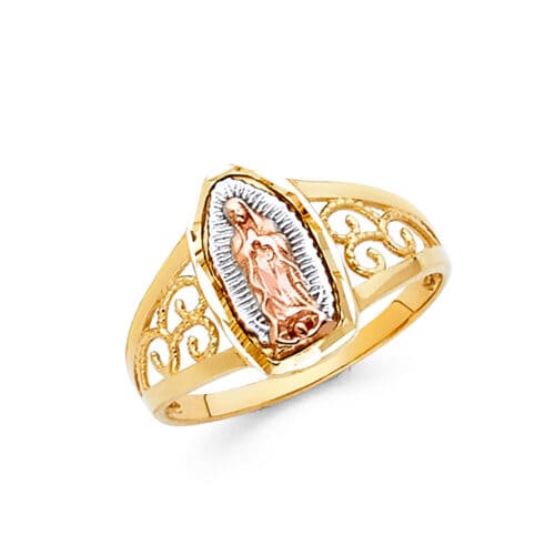 14K Tri Color Gold Our Lady of Guadalupe Ring