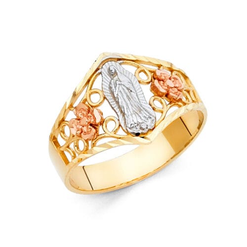 14K Tri Color Gold Our Lady of Guadalupe Ring