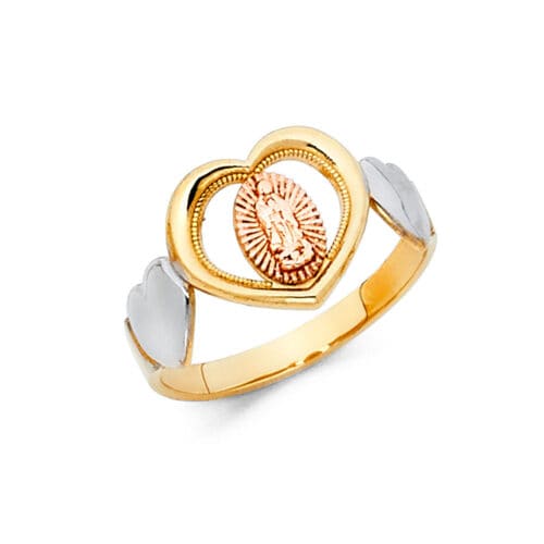 14K Tri Color Gold Our Lady of Guadalupe Ring