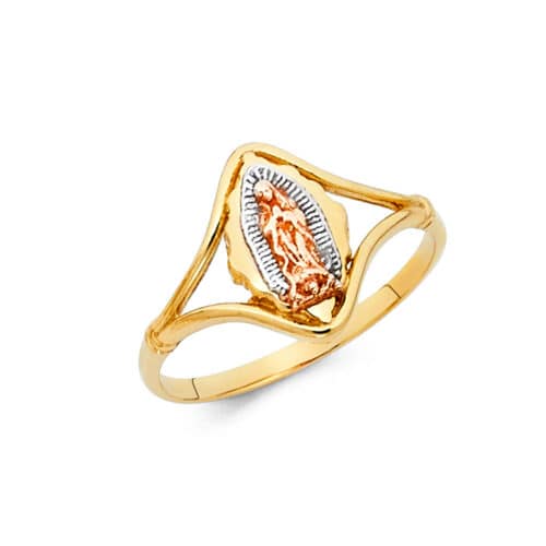 14K Tri Color Gold Our Lady of Guadalupe Ring