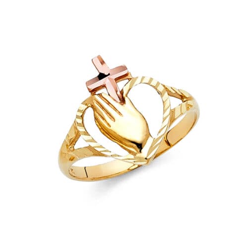 14K Two Tone Gold Religious Ring