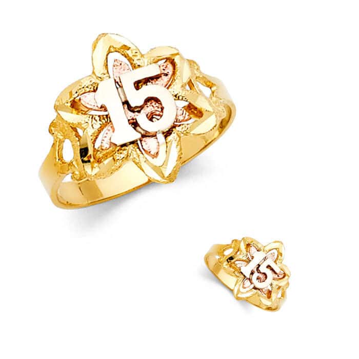 14K Tri Color Gold 15 Years Ring - Image 3