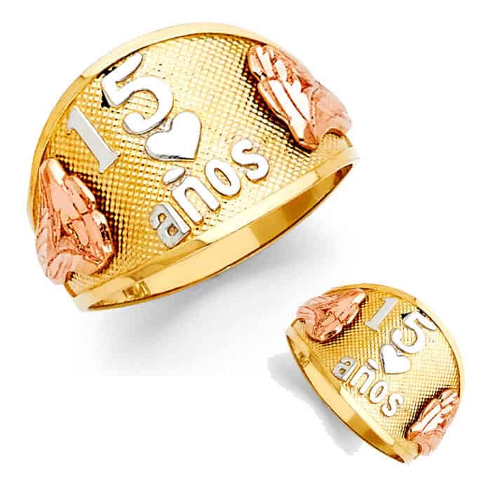 14K Tri Color Gold 15 Years Ring - Image 3
