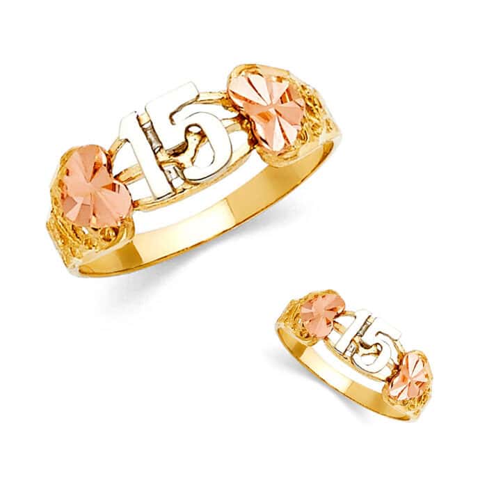 14K Tri Color Gold 15 Years Ring - Image 3