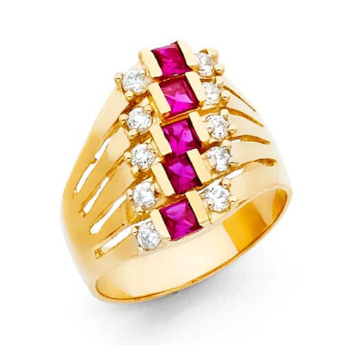 14K Yellow Gold Cubic Zirconia Semanario Ring