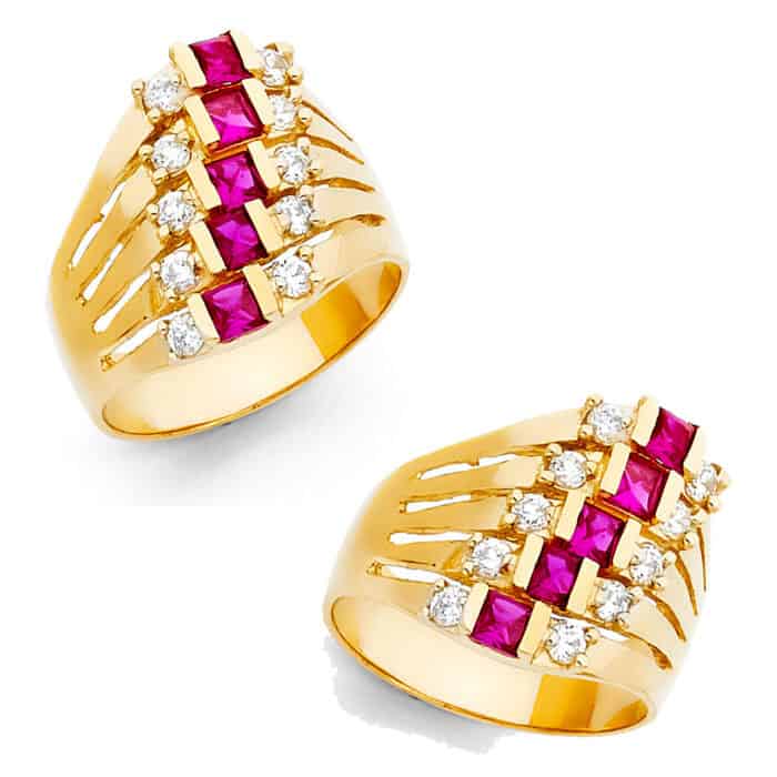 14K Yellow Gold Cubic Zirconia Semanario Ring - Image 3