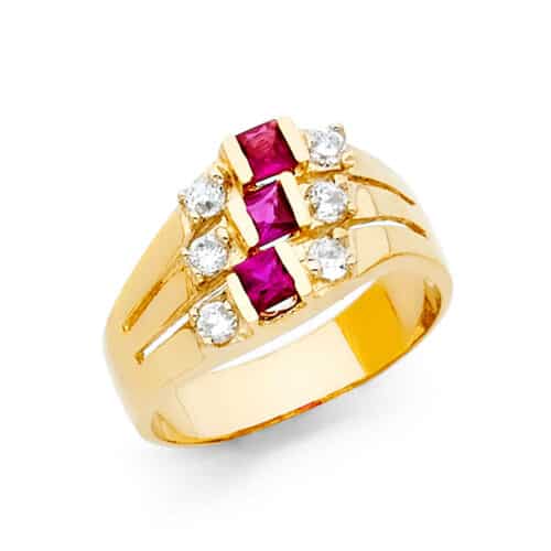 14K Yellow Gold Cubic Zirconia Semanario Ring
