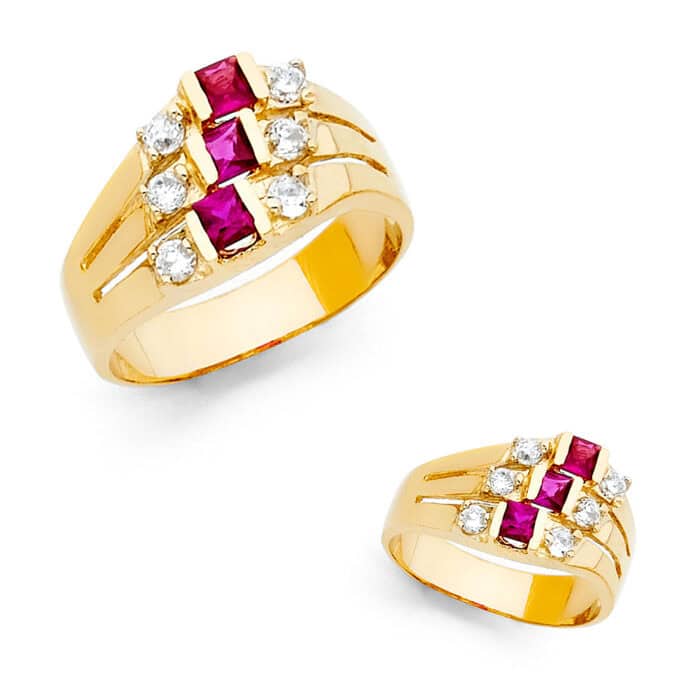 14K Yellow Gold Cubic Zirconia Semanario Ring - Image 3