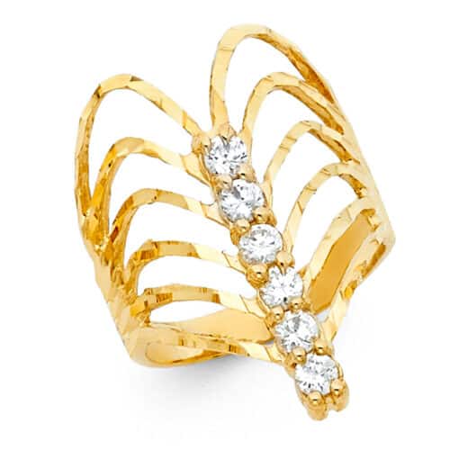 14K Yellow Gold Cubic Zirconia Semanario Ring