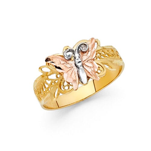 14K Two Tone Gold Fancy Butterfly Ring