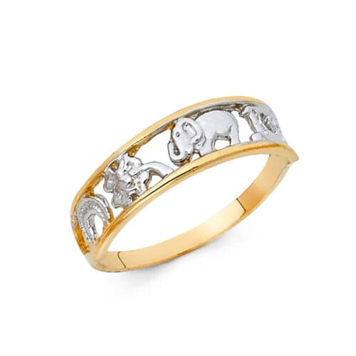 14K Two Tone Gold Lucky Ring