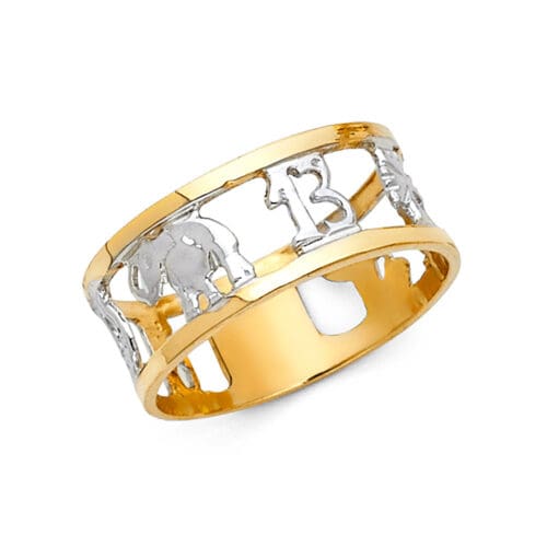 14K Two Tone Gold Lucky Ring