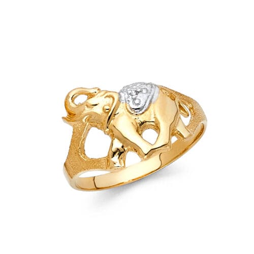 14K Two Tone Gold Fancy Elephant Ring
