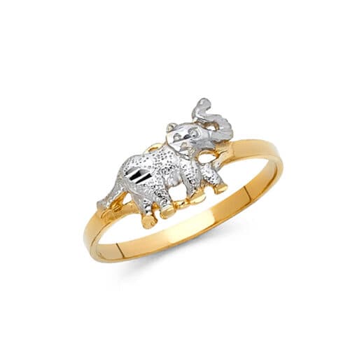 14K Two Tone Gold Fancy Elephant Ring
