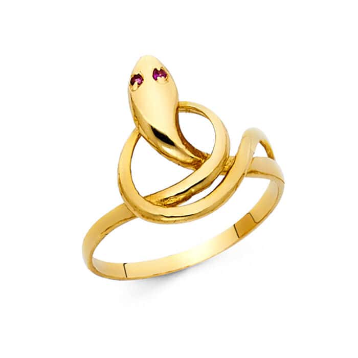 14K Yellow Gold Fancy Snake Ring