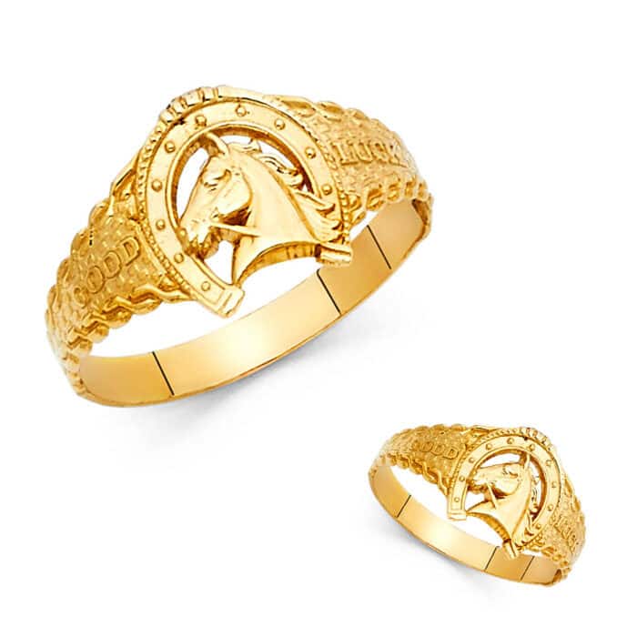 14K Yellow Gold Lucky Horseshoe Ring - Image 3