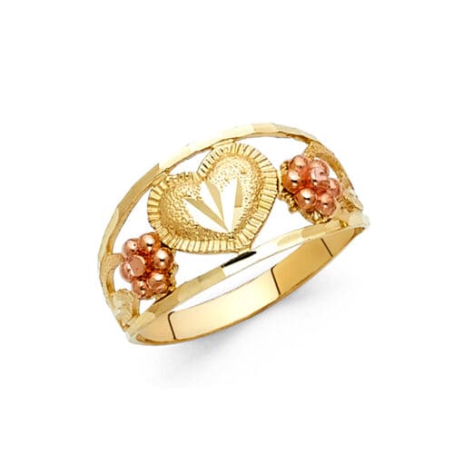 14K Two Tone Gold Fancy Heart Ring