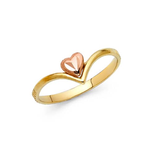 14K Two Tone Gold Fancy Heart Ring