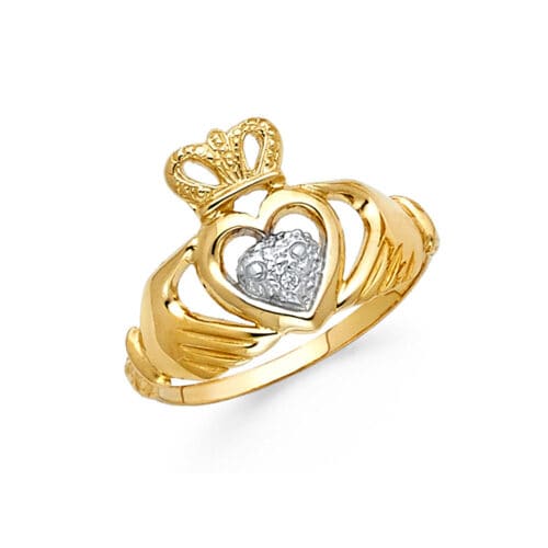 14K Two Tone Gold Claddagh Ring
