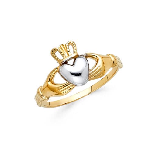 14K Two Tone Gold Claddagh Ring