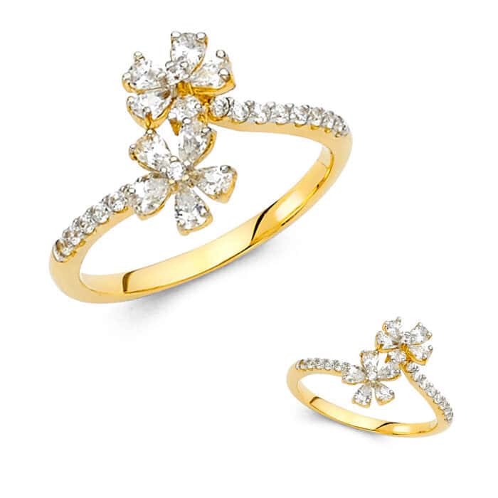 14K Yellow Gold Cubic Zirconia Fancy Ring - Image 3