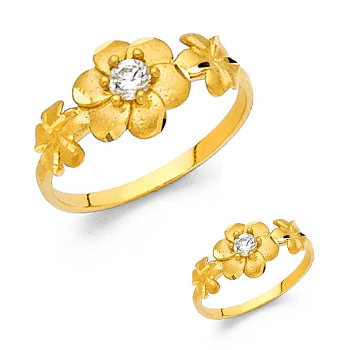 14K Yellow Gold Cubic Zirconia Fancy Ring - Image 3